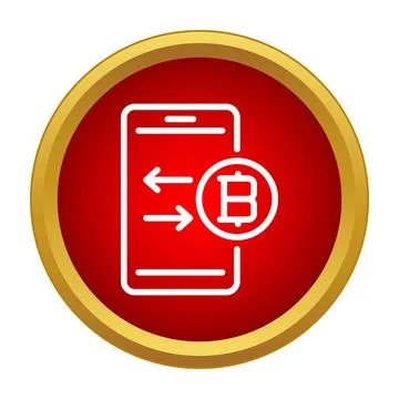 Mobile device transmitting global cryptocurrency bitcoin transaction Stock Illustration