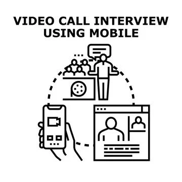 Mobile device using for remote video interview communication Stock Illustration