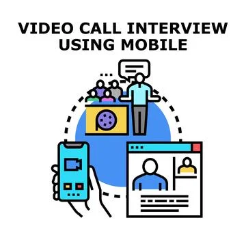 Mobile device using for remote video interview communication Stock Illustration