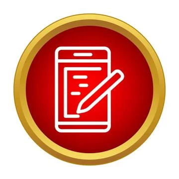 Mobile device writing digital notes icon concept Stock Illustration