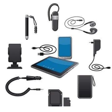 Mobile devices accessories Stock Illustration