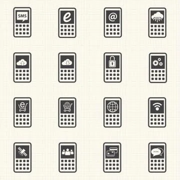 Mobile devices and network icons set. Vector Stock Illustration