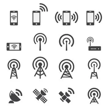 Mobile devices and wireless icon set Stock Illustration