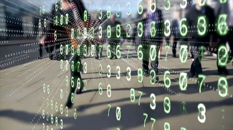 Mobile devices emitting data from commuting office workers. Stock Footage 60221765