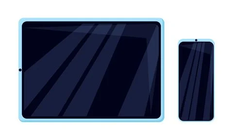 Mobile devices isolated in white background. Set with tablet and smartphone Stock Illustration