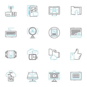 Mobile devices linear icons set. Smartphs, Tablets, Wearables, Phablets, Mobiles Stock Illustration