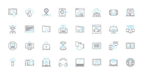 Mobile devices linear icons set. Smartphs, Tablets, Wearables, Phablets, Mobiles イラスト素材