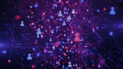 Mobile devices linking apps across interactive network animation Stock Footage 315487559