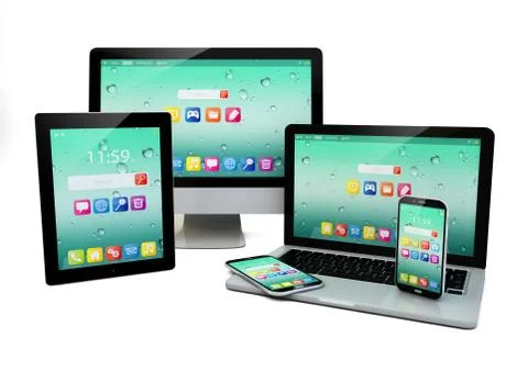 Mobile devices, mobility and telecommunication concept Stock Illustration