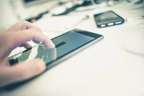 Mobile devices in the office Stock Photos
