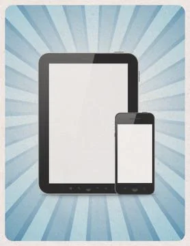 Mobile devices on retro background Stock Illustration