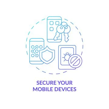 Mobile devices security providing blue gradient concept icon Stock Illustration