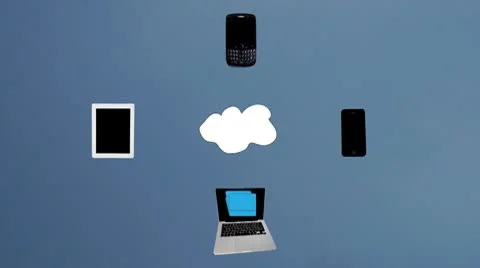 Mobile Devices Sharing Information on the Cloud Stock Footage 8836798