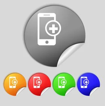 Mobile devices sign icon. mobile with symbol plus. Map pointers information b Stock Illustration
