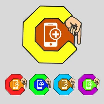 Mobile devices sign icon. mobile with symbol plus. Map pointers information b Illustrazione stock
