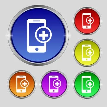Mobile devices sign icon. mobile with symbol plus. Map pointers information b Illustrazione stock