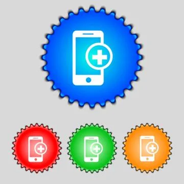 Mobile devices sign icon. mobile with symbol plus. Map pointers information b 스톡 일러스트