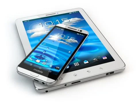 Mobile devices. smartphone and tablet pc on white isolated background. Stock Illustration