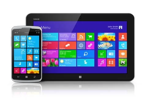 Mobile devices with touchscreen interface Stock Illustration