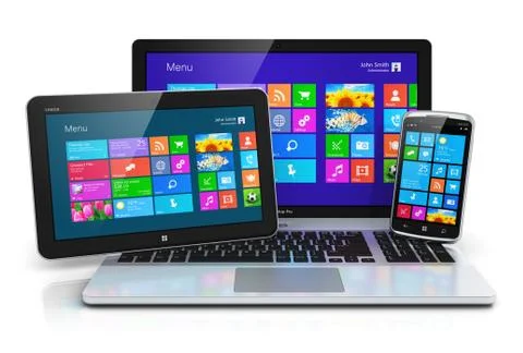 Mobile devices with touchscreen interface Stock Illustration