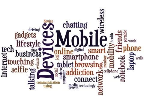 Mobile devices, word cloud concept Stock Illustration