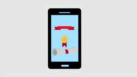 Mobile Digital Certificate and Online Achievement Award on Smartphone Screen Stock Footage 339781560