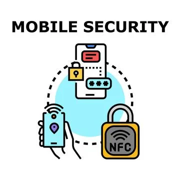 Mobile digital information online data security concept Stock Illustration