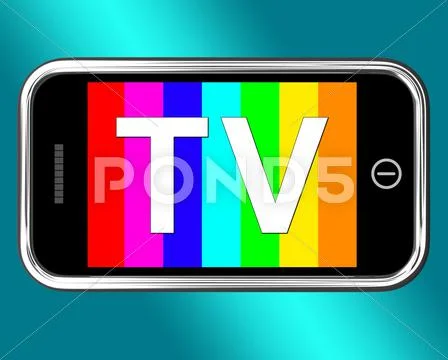 Mobile digital television on smartphone Stock Illustration