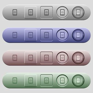 Mobile display brightness icons on horizontal menu bars Stock Illustration