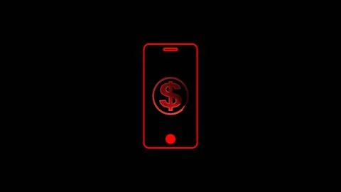 Mobile with dollar icon illustration on black background. Stock Illustration