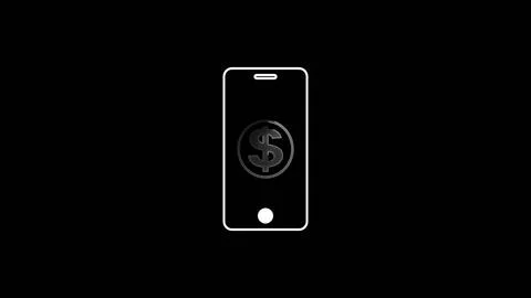 Mobile with dollar icon illustration on black background. Stock Illustration