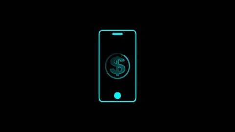 Mobile with dollar icon illustration on black background. Stock Illustration
