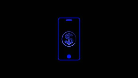 Mobile with dollar icon illustration on black background. Stock Illustration