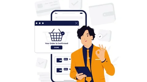 Mobile E-commerce and Customer Satisfaction Illustration Stock Footage 333692963