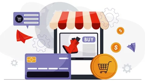 Mobile E-commerce and Digital Payment Concept Illustration Stock Footage 333692961