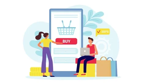 Mobile E-Commerce App Interface and Online Customer Retail Purchase Stock Footage 339343317