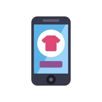Mobile e commerce concept with t shirt shopping application Stock Illustration