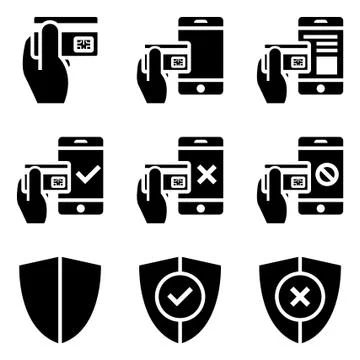 Mobile e-commerce Glyphs Stock Illustration