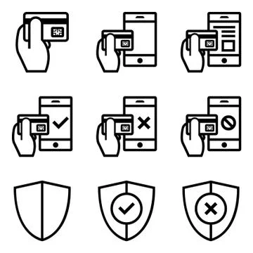 Mobile e-commerce Line Stock Illustration