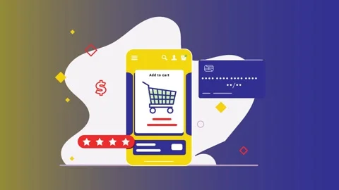 Mobile E-Commerce Shopping App and Digital Retail Interface Animation Stock-Footage 334364530