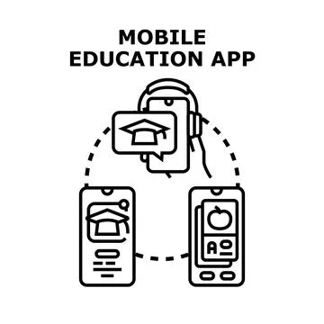 Mobile education app accessing online learning and knowledge Stock Illustration