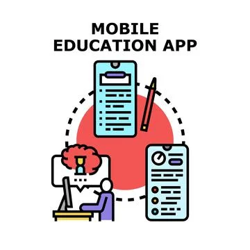 Mobile education app vector concept and digital classroom Stock Illustration