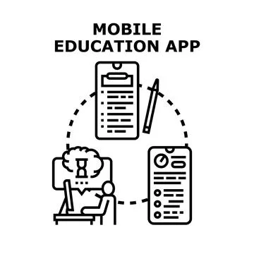 Mobile education app vector concept and digital classroom Stock Illustration