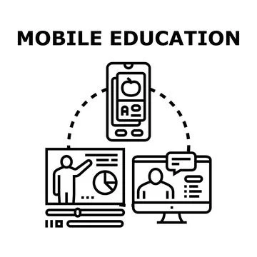 Mobile education concept connecting remote learning platforms Stock Illustration