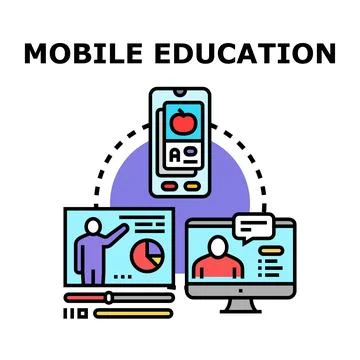 Mobile education concept connecting remote learning platforms 스톡 일러스트