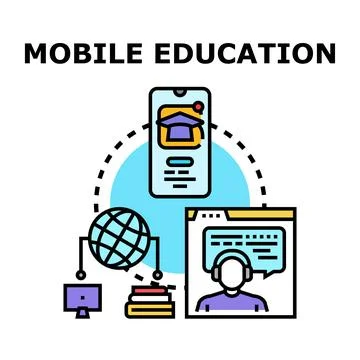 Mobile education digital learning online global concept Stock Illustration