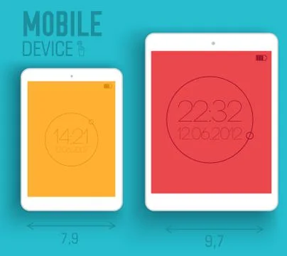 Mobile electronic devices on flat Stock Illustration