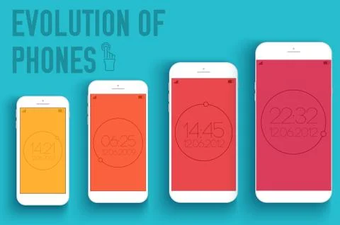 Mobile electronic devices on flat style concept background Stock Illustration