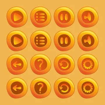 Mobile elements for ui game - a set of play, pause, sound, restart, menu butt 스톡 일러스트