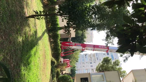 Mobile elevator for transporting household items on the upper floors. An empty p Stock Footage 253737185